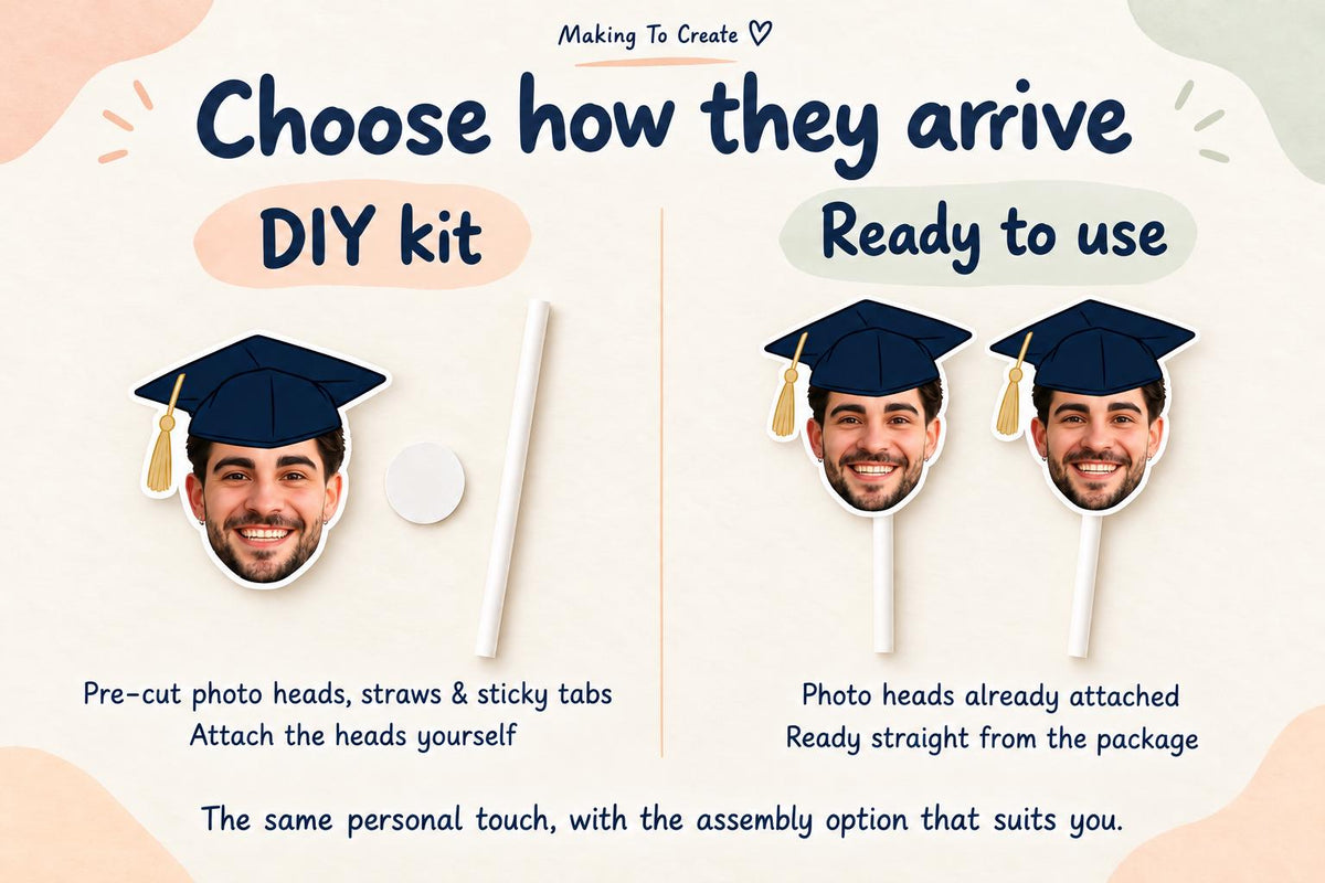 Graduation Party Straws – Personalised Graduate Face Drink Decorations – Custom Class of 2025 Party Supplies – Funny Graduation Favours