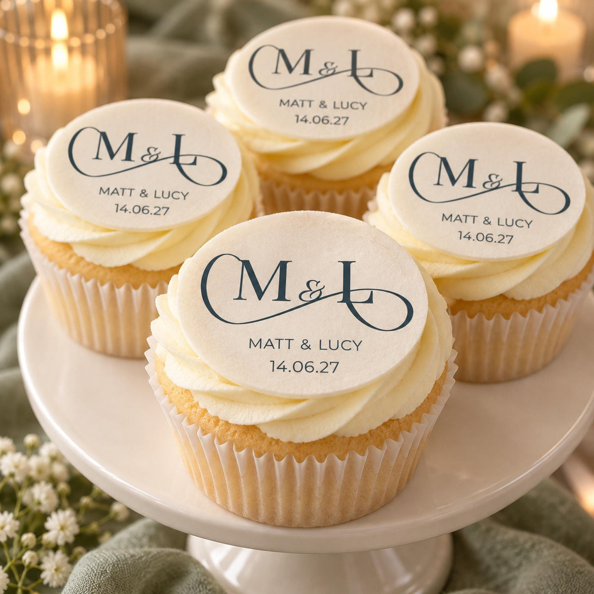 Personalised Baby Shower Cupcake Toppers | Custom Edible Wafer Circles
