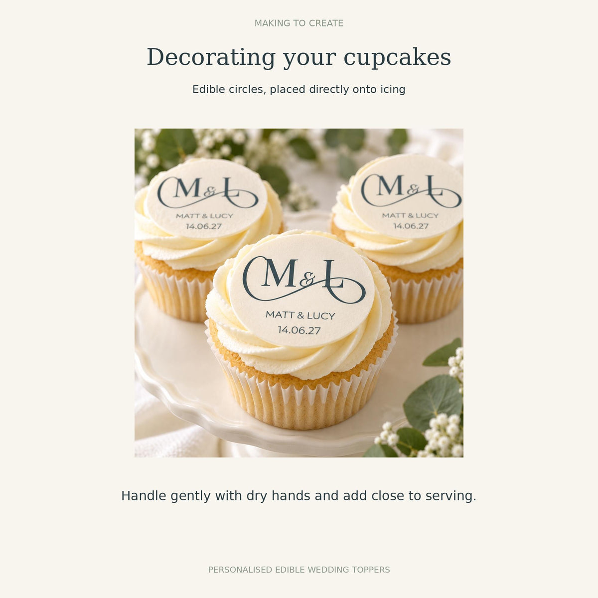 Personalised Baby Shower Cupcake Toppers | Custom Edible Wafer Circles