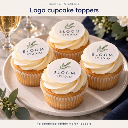 Custom Edible Logo Cupcake Toppers | Round Wafer Prints
