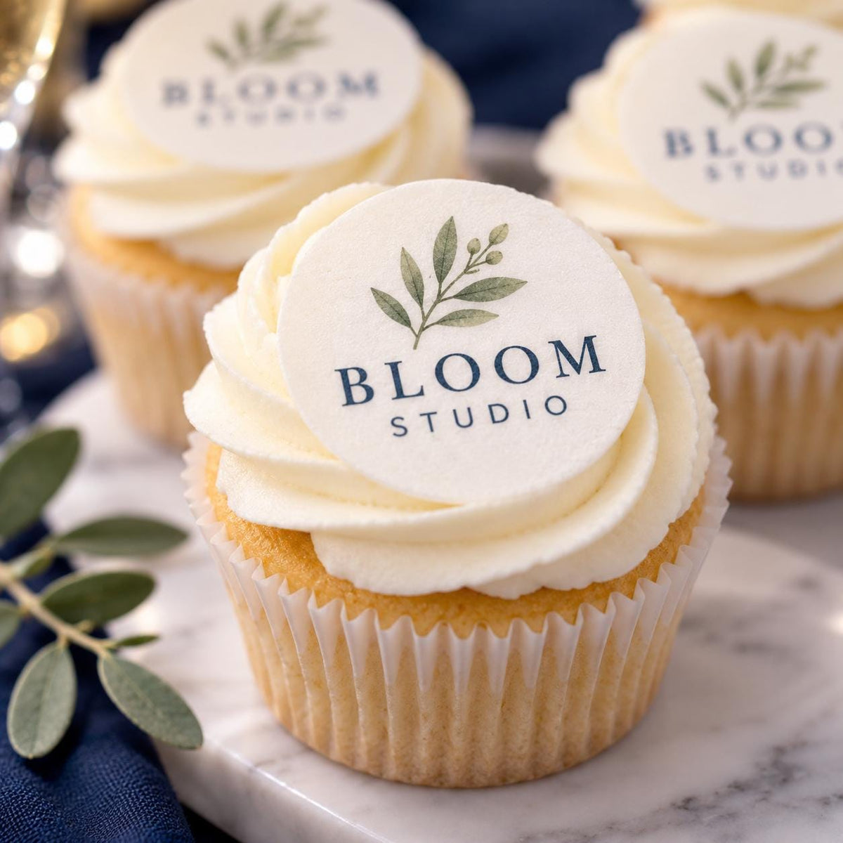 Custom Edible Logo Cupcake Toppers | Round Wafer Prints