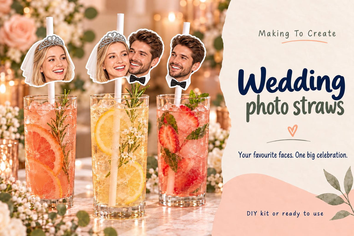 Personalised Wedding Photo Straws | Bride and Groom Face Straws, Custom Couple Drinks Decorations, Wedding Reception Party Straws