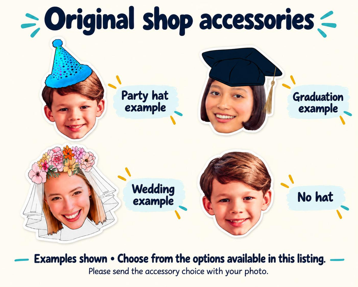 Personalised Christmas Photo Stickers | Santa Hat Face Gift Labels for Family and Pet Presents