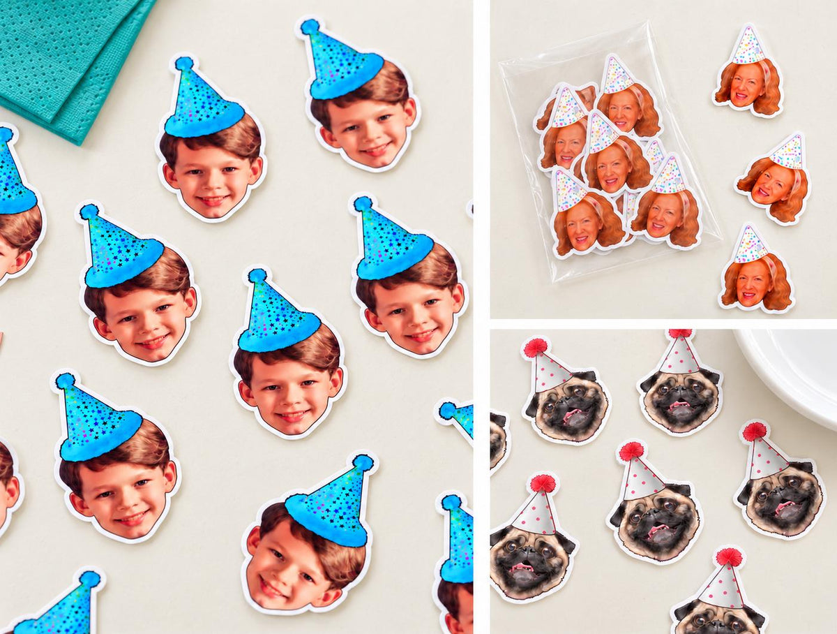 Personalised Christmas Photo Confetti | Santa Hat Face Table Scatter for Family and Pet Parties