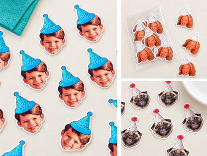 Personalised Christmas Photo Confetti | Santa Hat Face Table Scatter for Family and Pet Parties