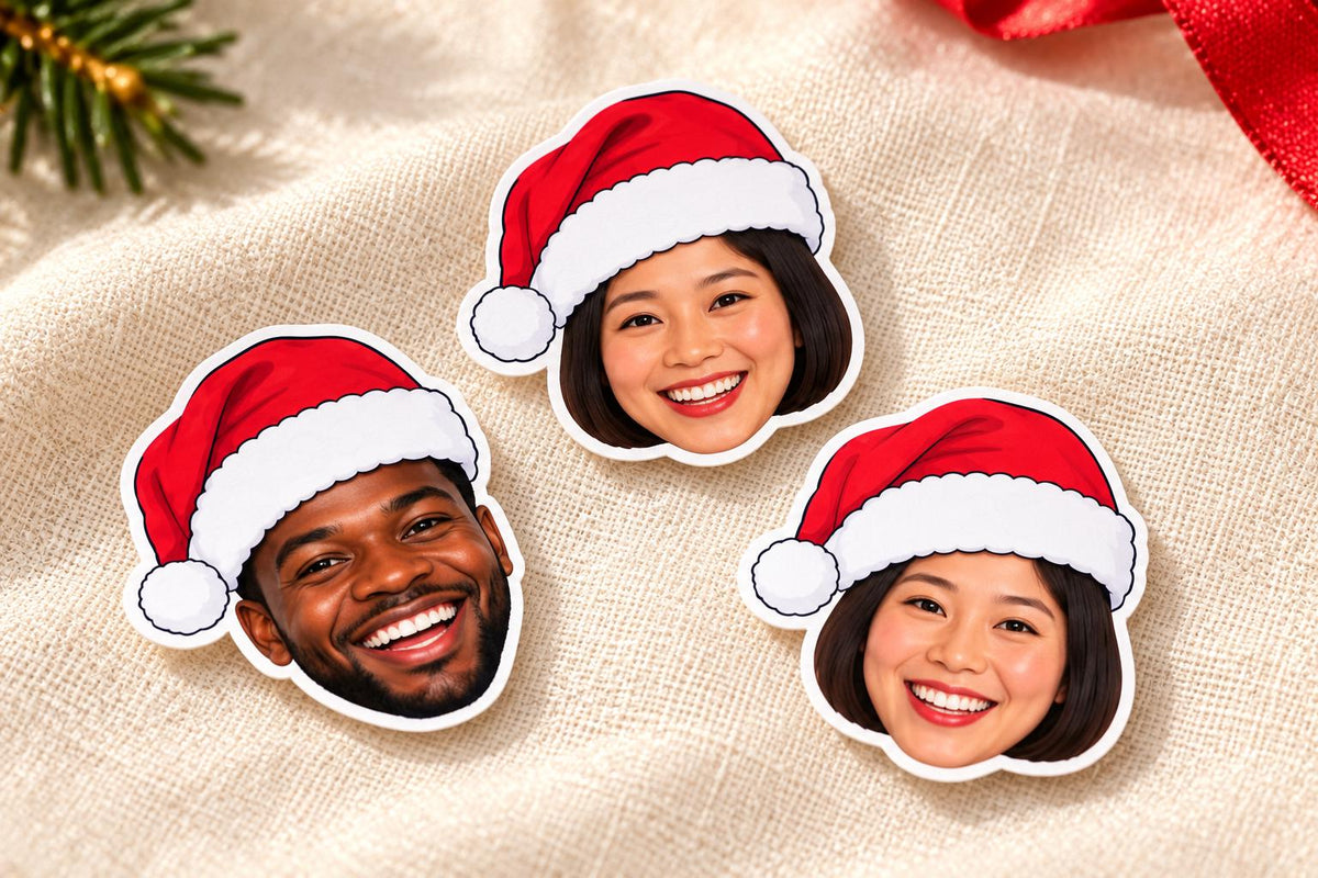 Personalised Christmas Photo Confetti | Santa Hat Face Table Scatter for Family and Pet Parties