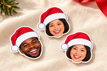Personalised Christmas Photo Confetti | Santa Hat Face Table Scatter for Family and Pet Parties
