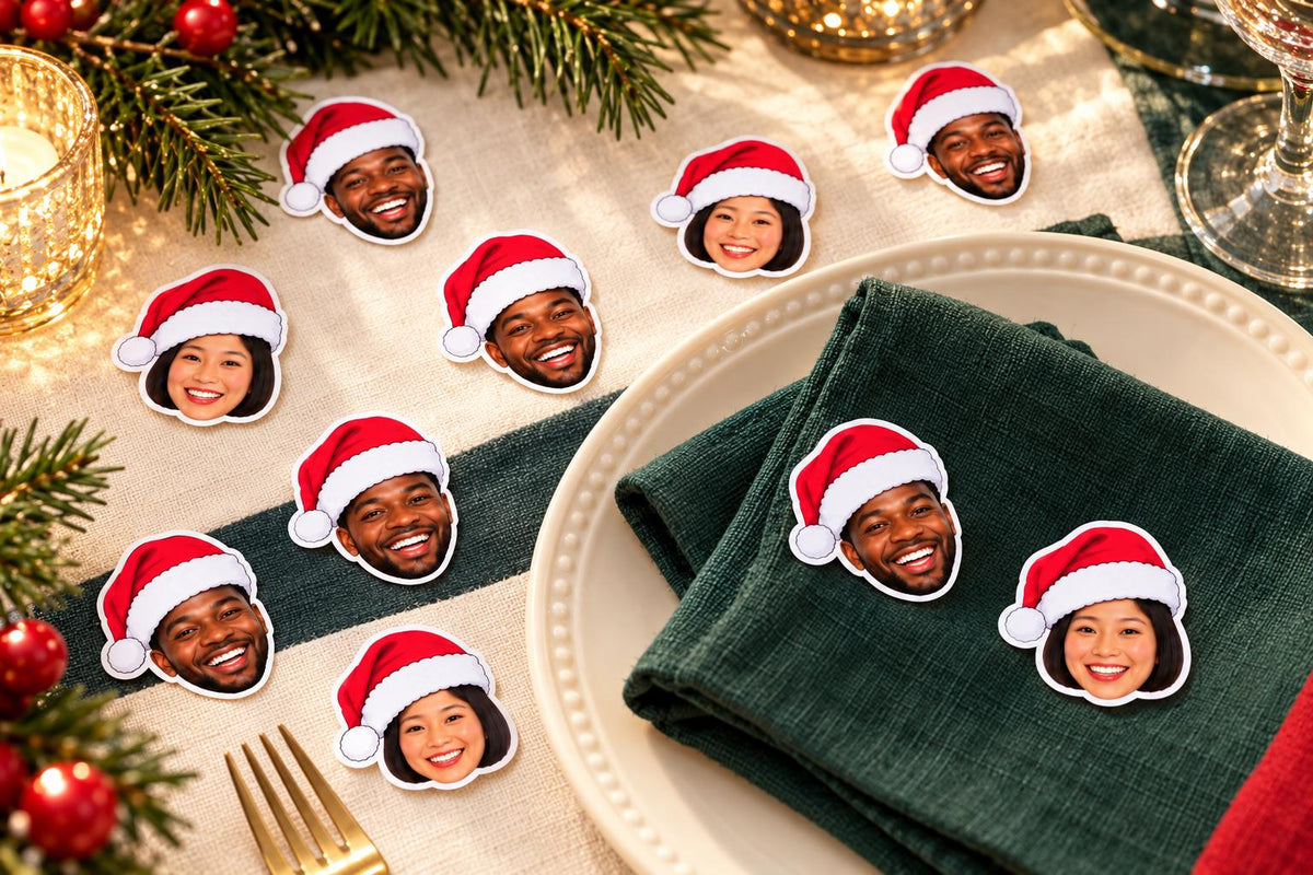 Personalised Christmas Photo Confetti | Santa Hat Face Table Scatter for Family and Pet Parties