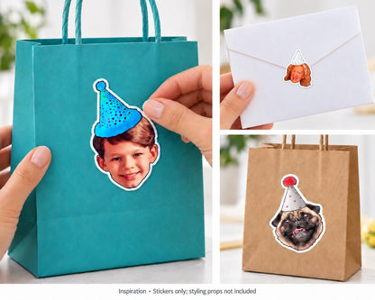 Personalised Graduation Photo Stickers | Custom Face Stickers, Graduate Favour Bag Labels & Envelope Seals