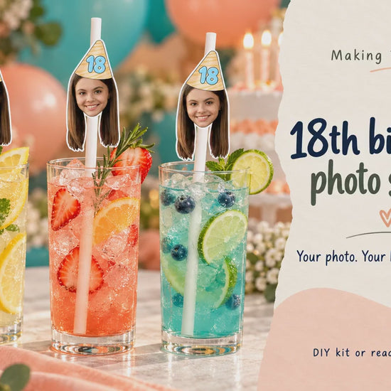 18th Birthday Party Straws | Personalised Face Drink Decorations, Funny 21st & 30th Birthday Supplies, Custom Cocktail Favours