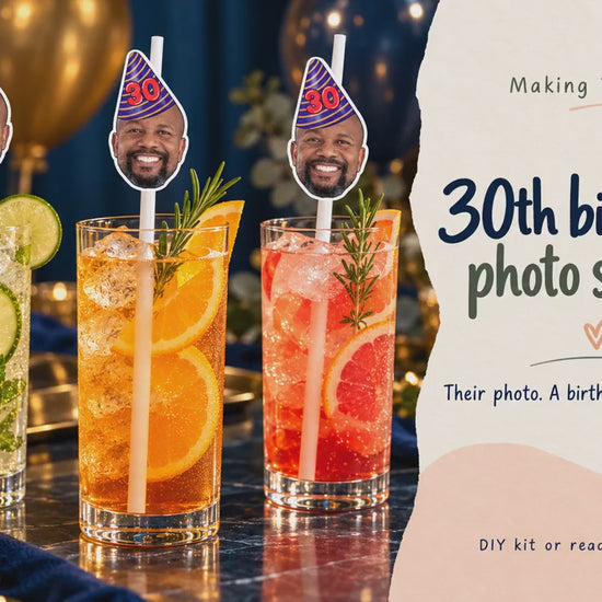 30th Birthday Party Straws | Personalised Face Drink Decorations, Funny 40th, 50th & 60th Birthday Supplies, Custom Drink Favours